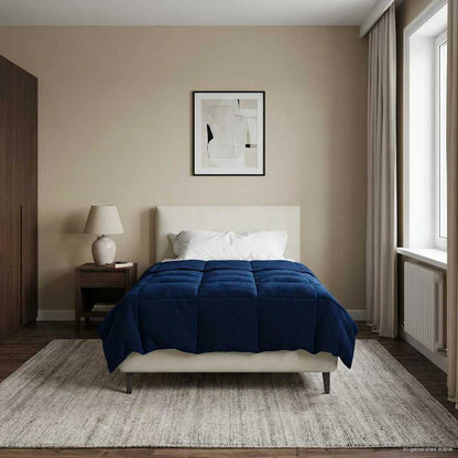 Duvet Estivo Trapuntato Blu Scuro 135 x 200 cm Microfibra | homemem39