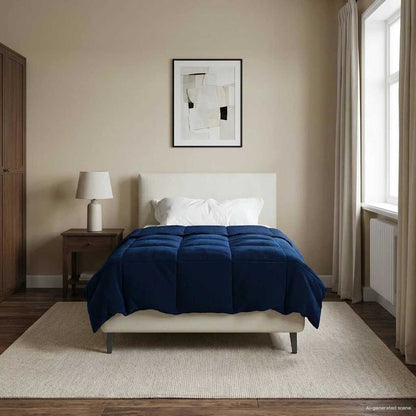 Duvet Estivo Trapuntato Blu Scuro 140 x 200 cm Microfibra | homemem39