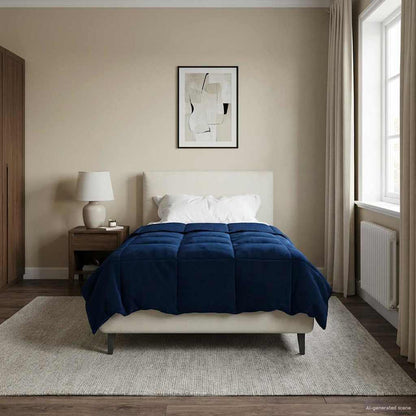 Duvet Estivo Trapuntato Blu Scuro 155 x 200 cm Microfibra | homemem39