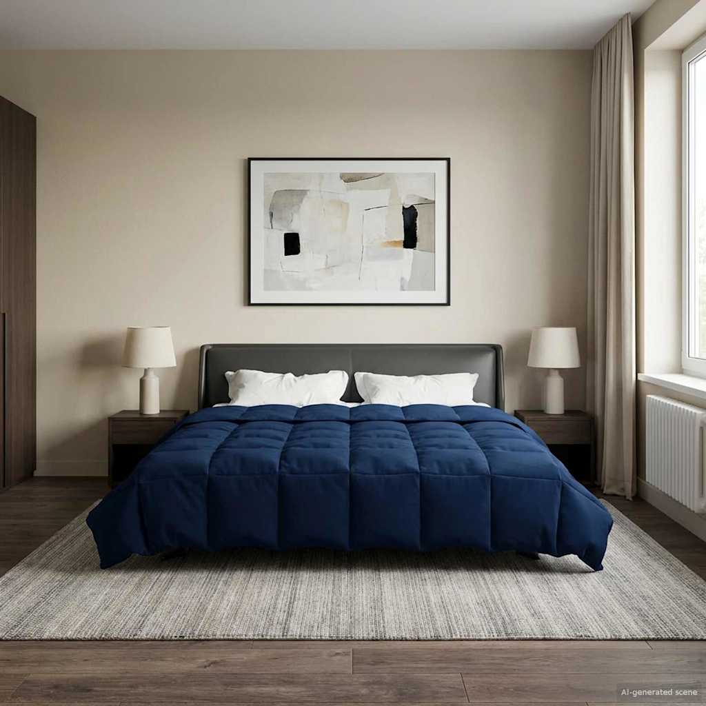 Duvet Estivo Trapuntato Blu Scuro 200 x 240 cm Microfibra | homemem39