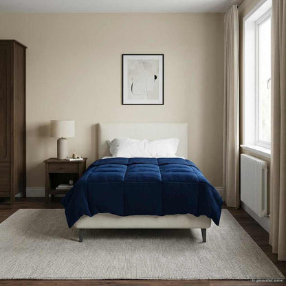 Duvet Estivo Trapuntato Blu Scuro 155 x 220 cm Microfibra | homemem39