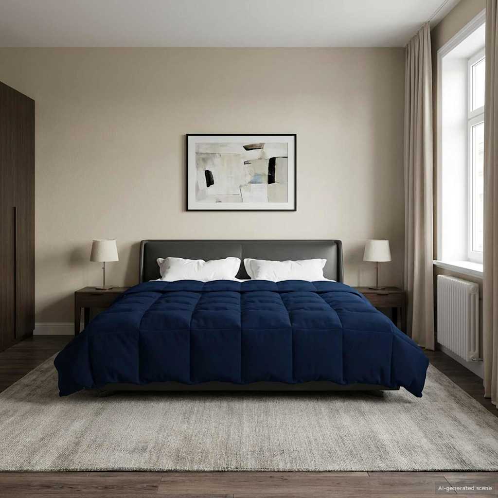 Duvet Estivo Trapuntato Blu Scuro 240 x 260 cm Microfibra | homemem39