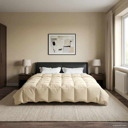 Duvet Estivo Trapuntato Crema 200 x 200 cm Microfibra | homemem39