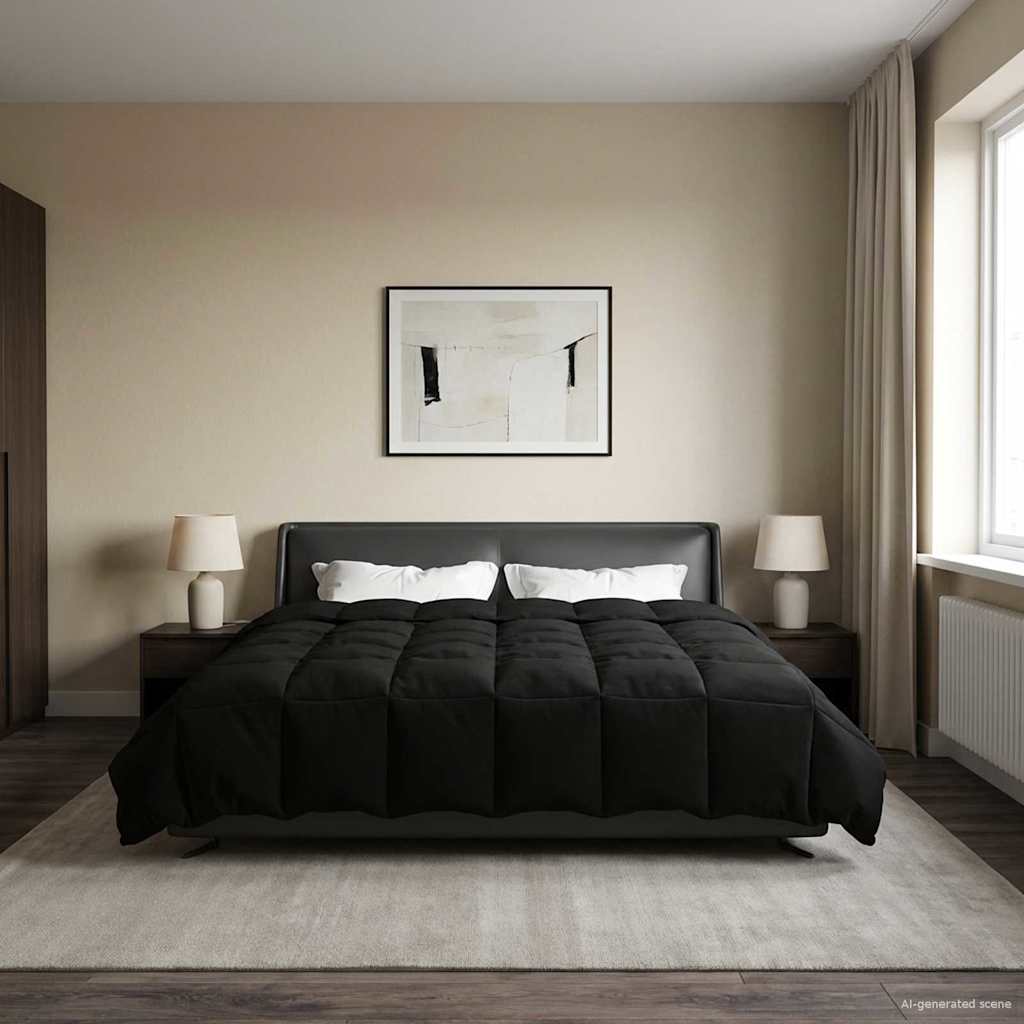 Piumone Completo Annuale Nero 200 x 200 cm Microfibra | homemem39