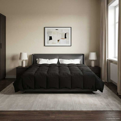 Piumone Completo Annuale Nero 220 x 260 cm Microfibra | homemem39