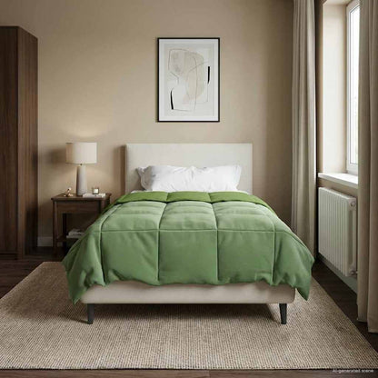 Piumone Completo Annuale Verde 140 x 220 cm Microfibra
