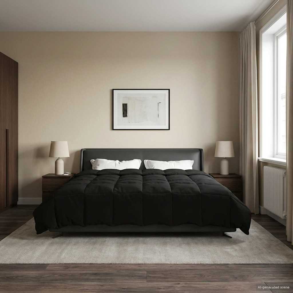 Duvet Invernale Trapuntato Nero 200 x 200 cm Microfibra