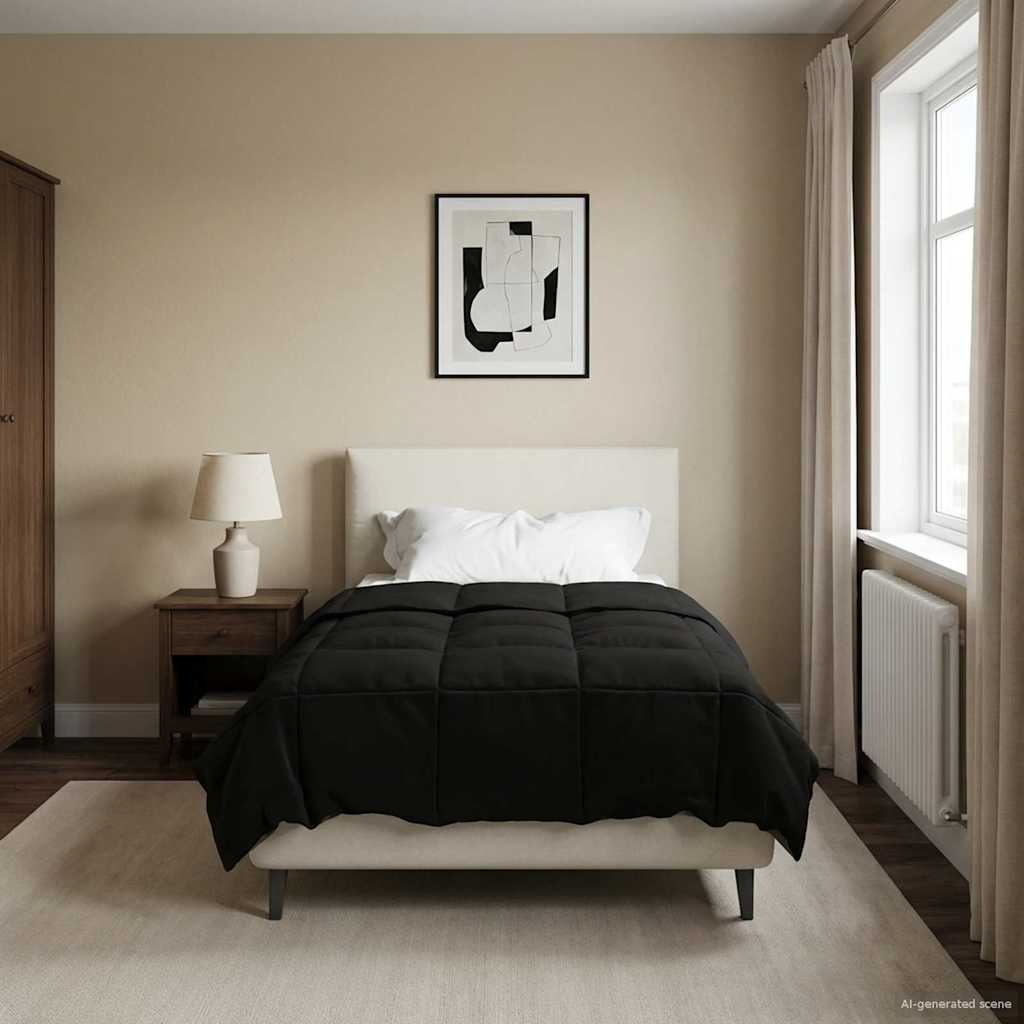 Duvet Invernale Trapuntato Nero 140 x 220 cm Microfibra | homemem39