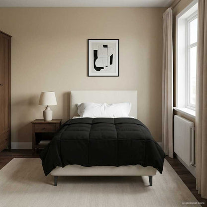 Duvet Invernale Trapuntato Nero 140 x 220 cm Microfibra | homemem39