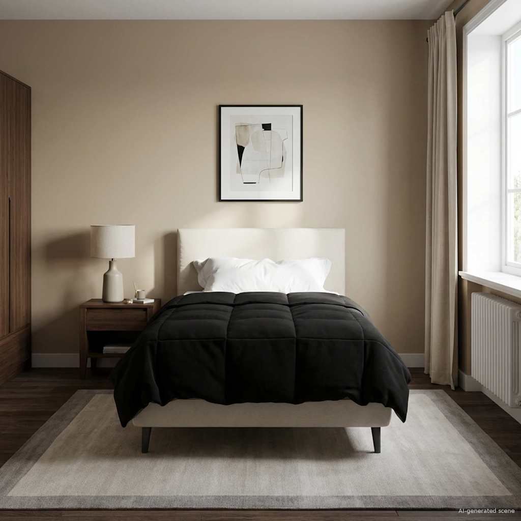 Duvet Invernale Trapuntato Nero 155 x 220 cm Microfibra | homemem39