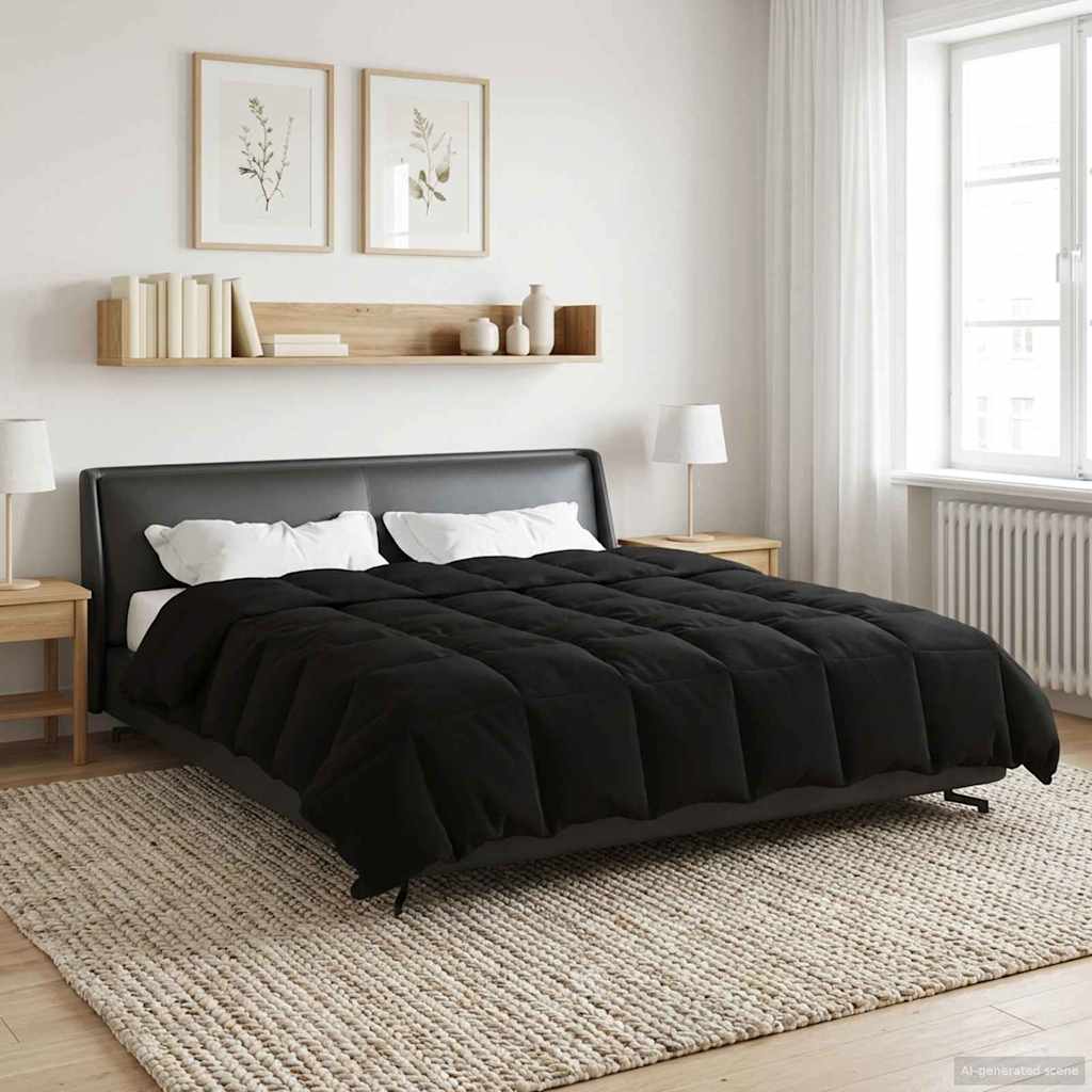 Duvet Invernale Trapuntato Nero 200 x 220 cm Microfibra | homemem39