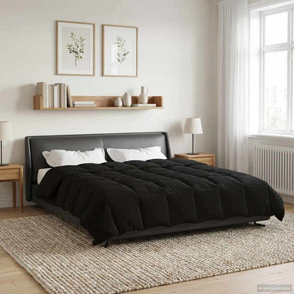 Duvet Invernale Trapuntato Nero 220 x 240 cm Microfibra | homemem39