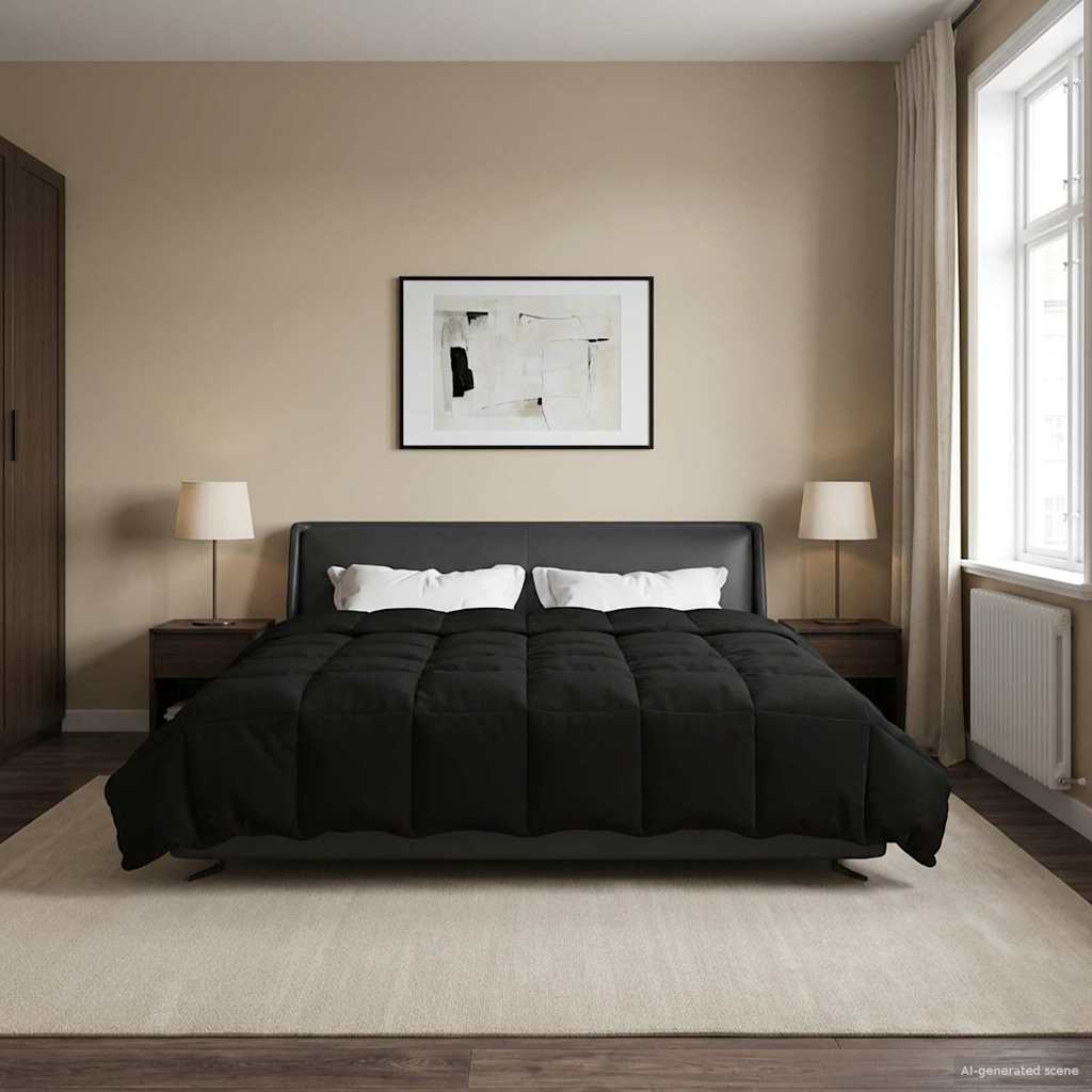 Duvet Invernale Trapuntato Nero 240 x 260 cm Microfibra | homemem39
