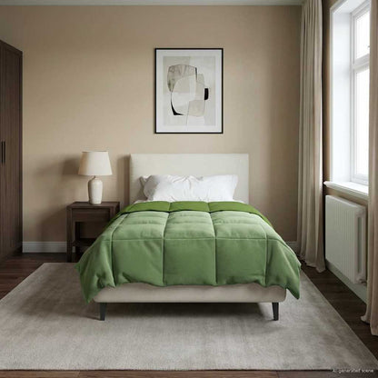 Duvet Invernale Trapuntato Verde 135 x 200 cm Microfibra | homemem39