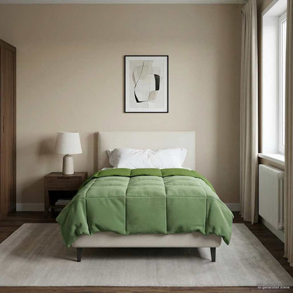 Duvet Invernale Trapuntato Verde 140 x 220 cm Microfibra