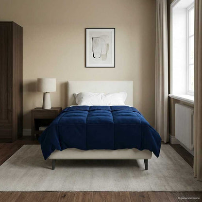 Duvet Invernale Trapuntato Blu Scuro 140 x 200 cm Microfibra | homemem39