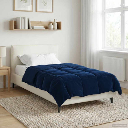 Duvet Invernale Trapuntato Blu Scuro 155 x 200 cm Microfibra
