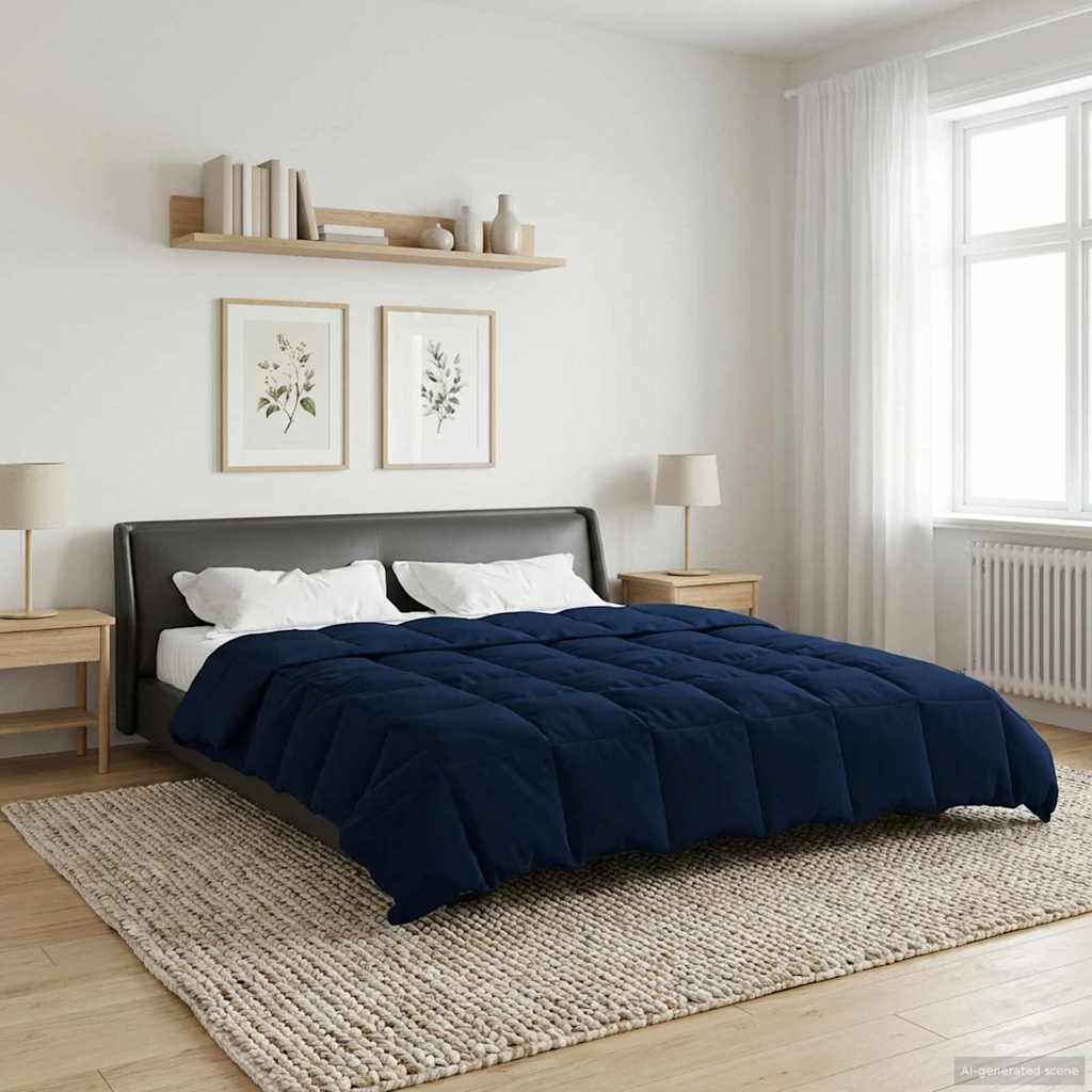 Duvet Invernale Trapuntato Blu Scuro 220 x 240 cm Microfibra | homemem39