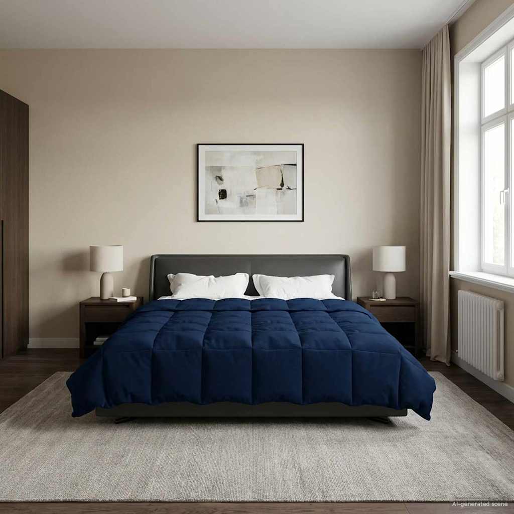 Duvet Invernale Trapuntato Blu Scuro 220 x 260 cm Microfibra | homemem39