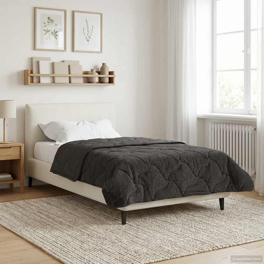 Duvet Estivo Antracite 155 x 200 cm Microfibra e Fleece Teddy | homemem39