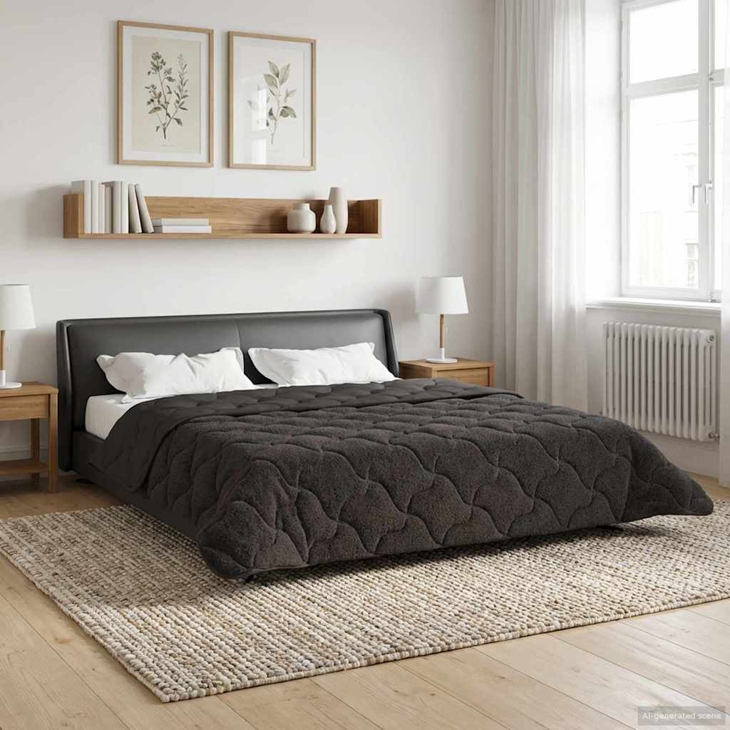 Duvet Estivo Antracite 200 x 200 cm Microfibra e Fleece Teddy | homemem39