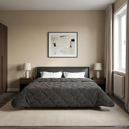 Duvet Estivo Antracite 200 x 240 cm Microfibra e Fleece Teddy | homemem39