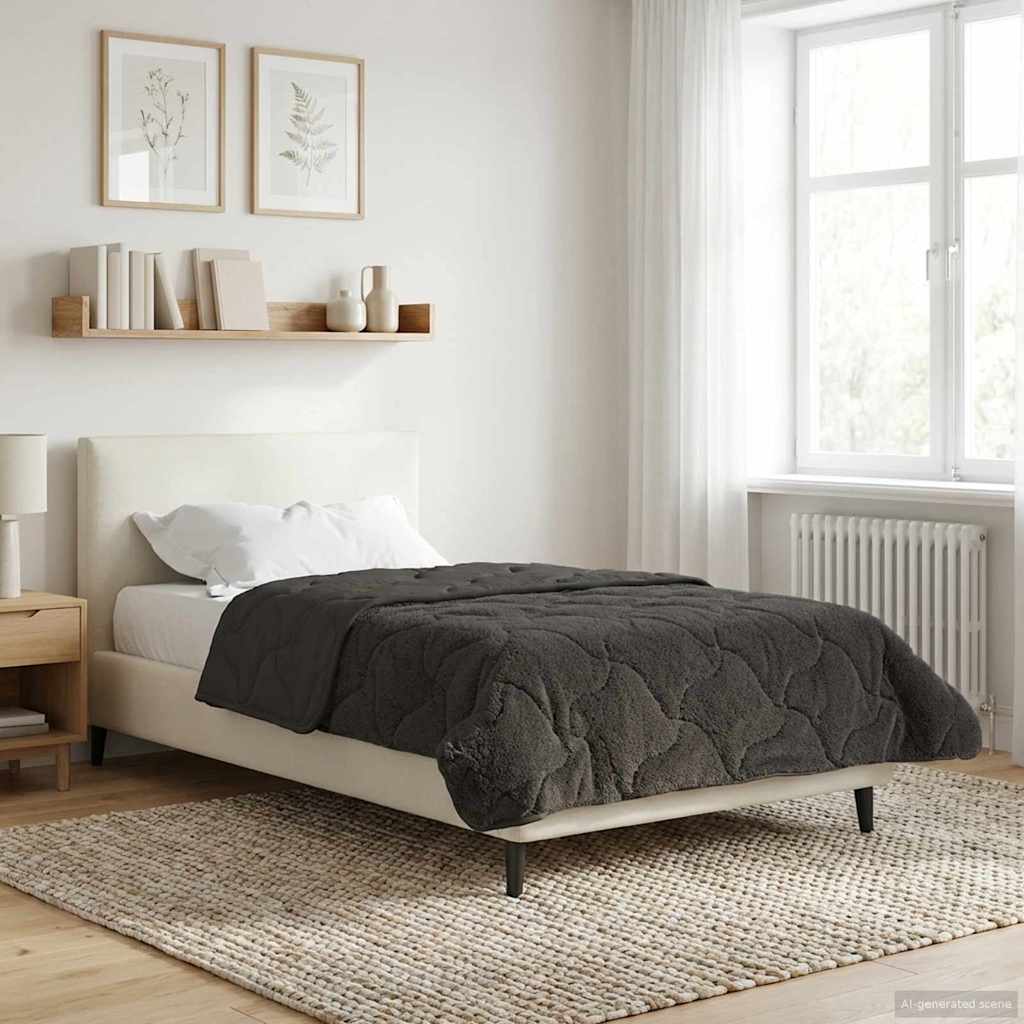 Duvet Estivo Antracite 135 x 200 cm Microfibra e Fleece Teddy | homemem39