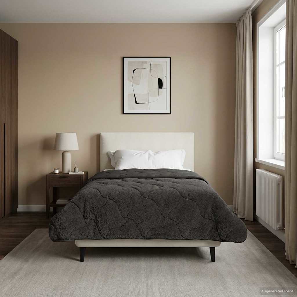 Duvet Estivo Antracite 140 x 220 cm Microfibra e Fleece Teddy | homemem39