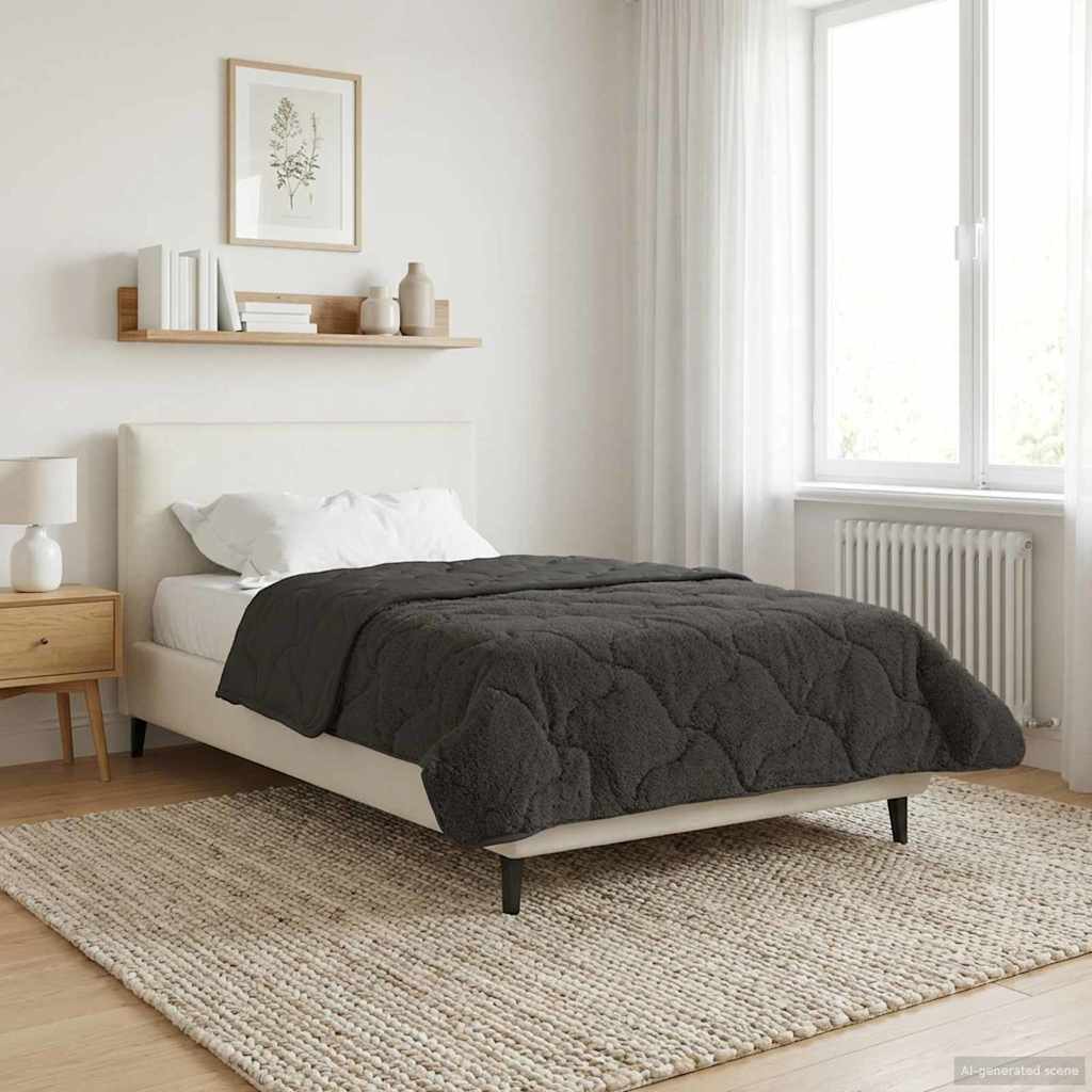 Duvet Estivo Antracite 155 x 220 cm Microfibra e Fleece Teddy | homemem39