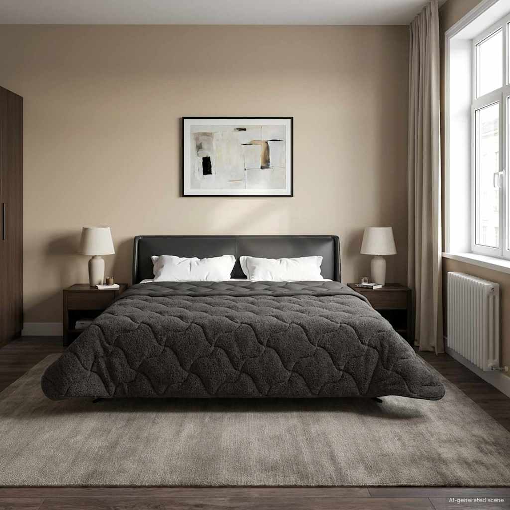 Duvet Estivo Antracite 220 x 240 cm Microfibra e Fleece Teddy | homemem39