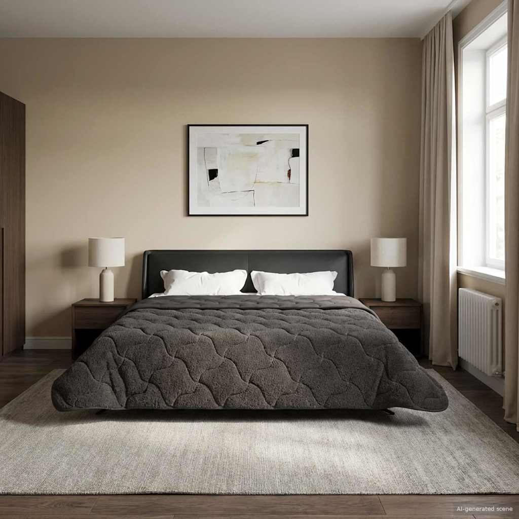 Duvet Estivo Antracite 220 x 260 cm Microfibra e Fleece Teddy | homemem39
