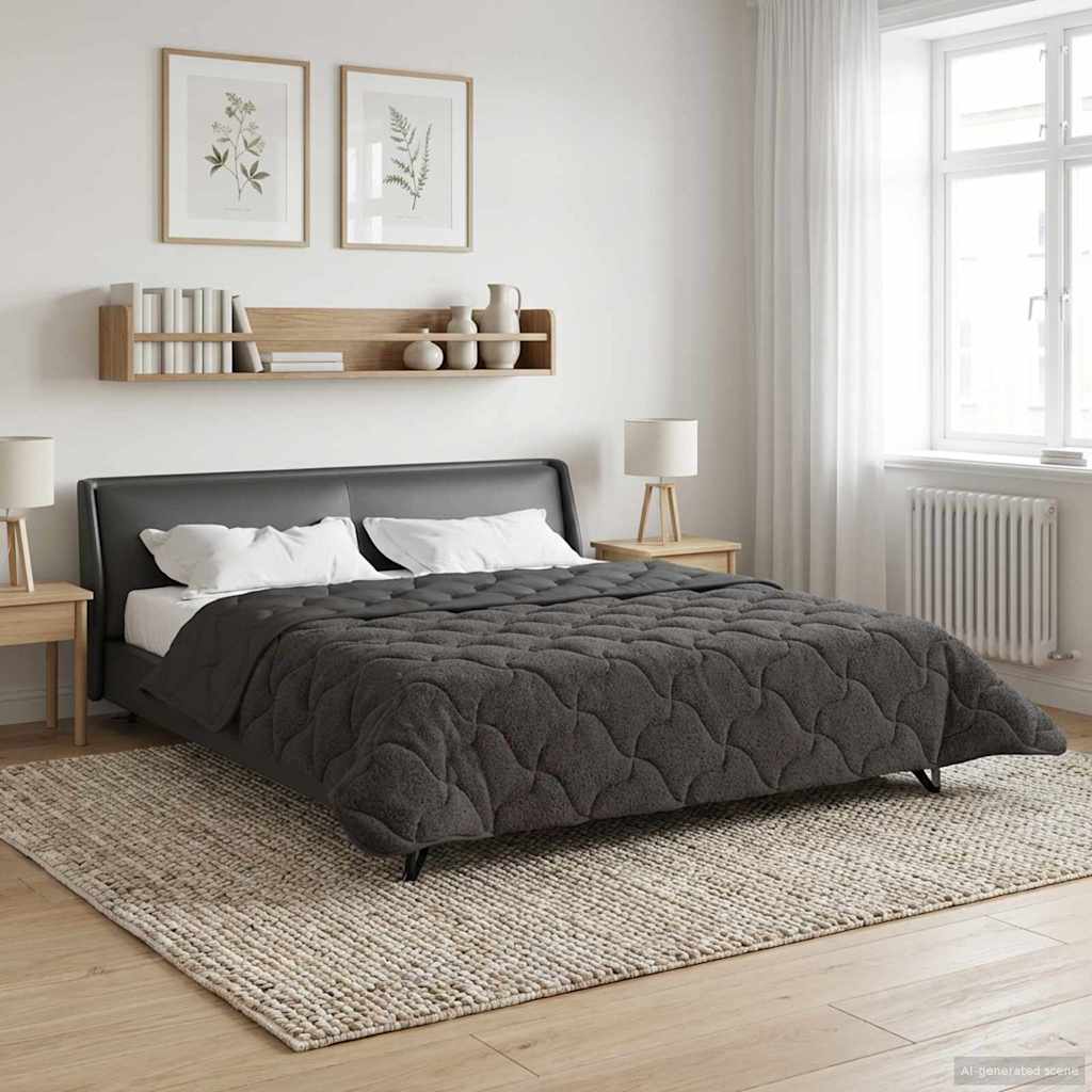 Duvet Estivo Antracite 240 x 260 cm Microfibra e Fleece Teddy | homemem39