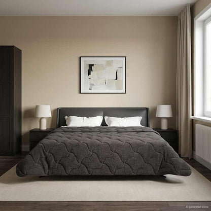 Duvet Estivo Antracite 240 x 260 cm Microfibra e Fleece Teddy
