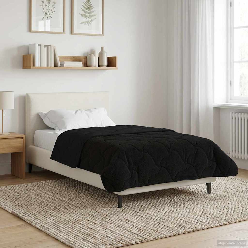 Duvet Estivo Nero 135 x 200 cm Microfibra e Fleece Teddy | homemem39