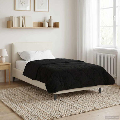 Duvet Estivo Nero 140 x 200 cm Microfibra e Fleece Teddy