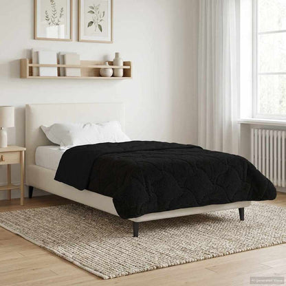 Duvet Estivo Nero 155 x 200 cm Microfibra e Fleece Teddy | homemem39