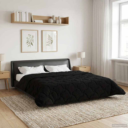 Duvet Estivo Nero 200 x 240 cm Microfibra e Fleece Teddy | homemem39