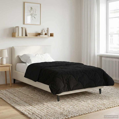 Duvet Estivo Nero 135 x 200 cm Microfibra e Fleece Teddy | homemem39
