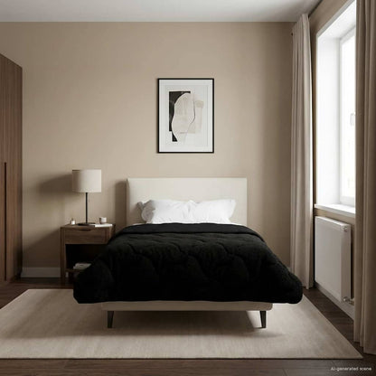 Duvet Estivo Nero 155 x 220 cm Microfibra e Fleece Teddy | homemem39