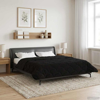 Duvet Estivo Nero 200 x 220 cm Microfibra e Fleece Teddy | homemem39