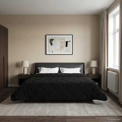 Duvet Estivo Nero 220 x 260 cm Microfibra e Fleece Teddy | homemem39