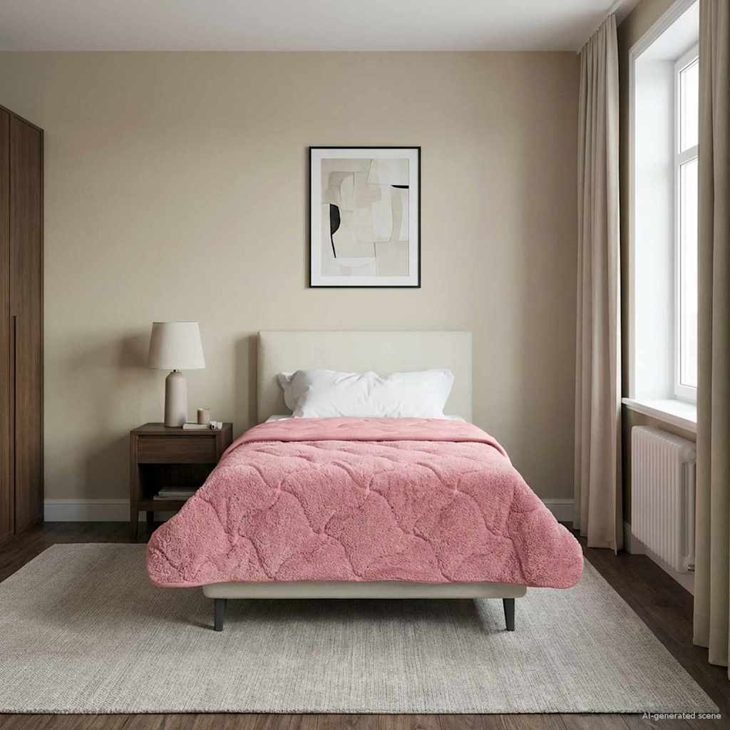Duvet Estivo Rosa 140 x 220 cm Microfibra e Fleece Teddy | homemem39