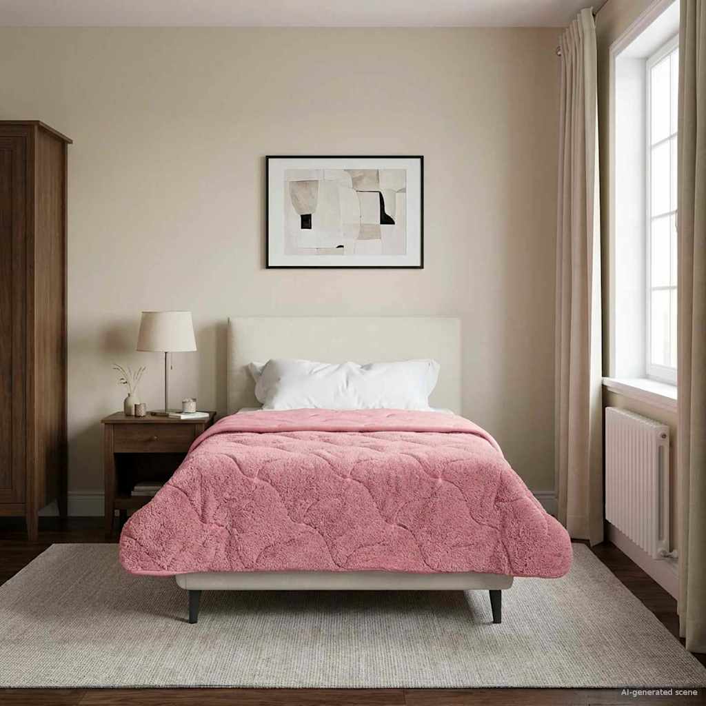 Duvet Estivo Rosa 155 x 220 cm Microfibra e Fleece Teddy | homemem39