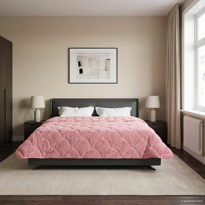 Duvet Estivo Rosa 220 x 240 cm Microfibra e Fleece Teddy | homemem39
