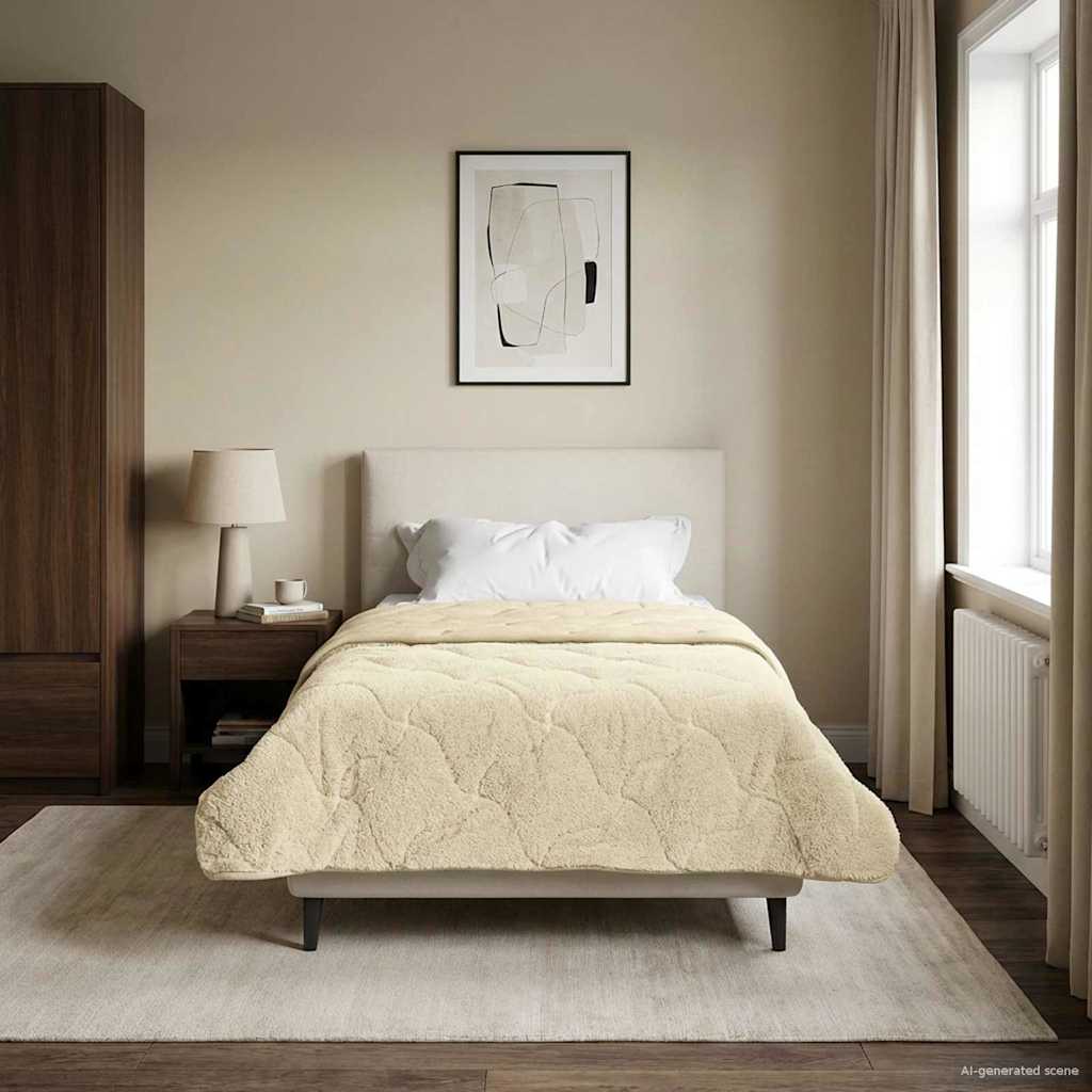 Duvet Estivo Crema 140 x 200 cm Microfibra e Fleece Teddy | homemem39