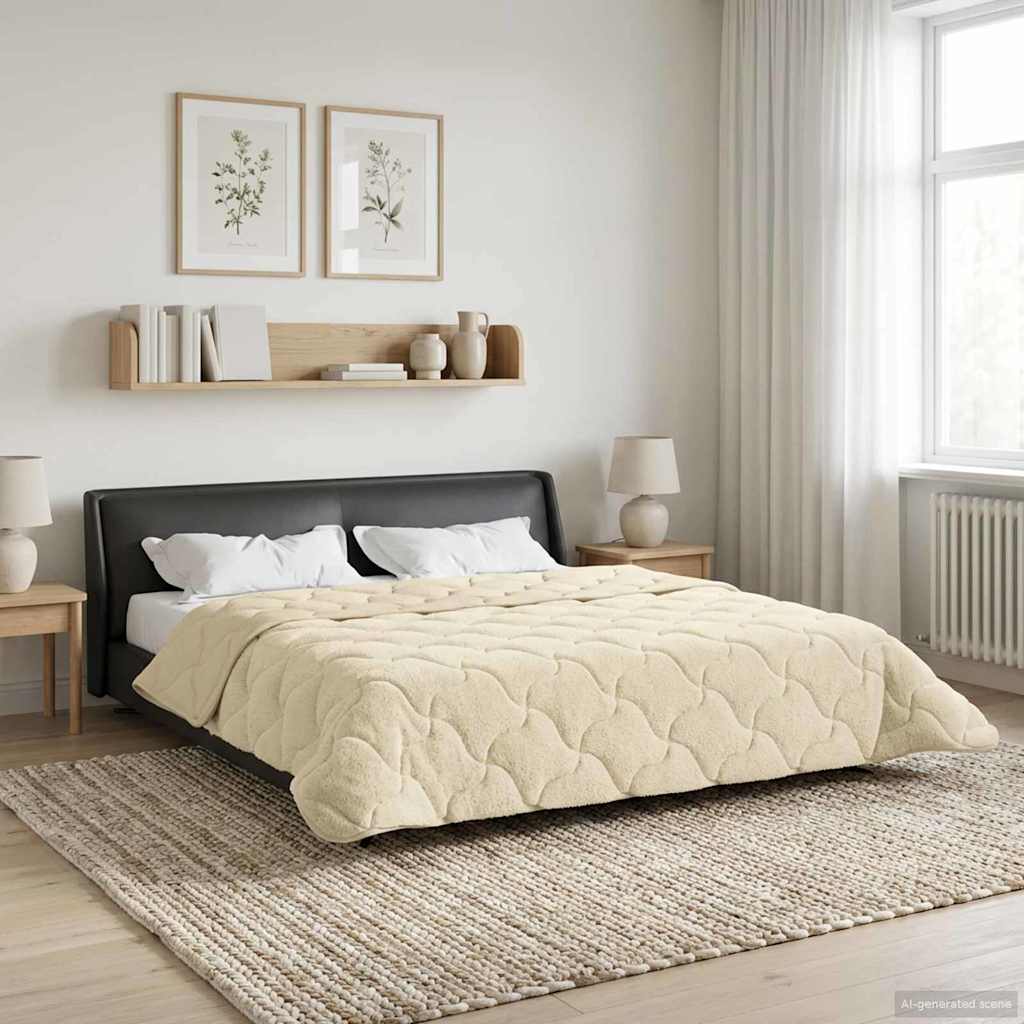 Duvet Estivo Crema 200 x 200 cm Microfibra e Fleece Teddy | homemem39