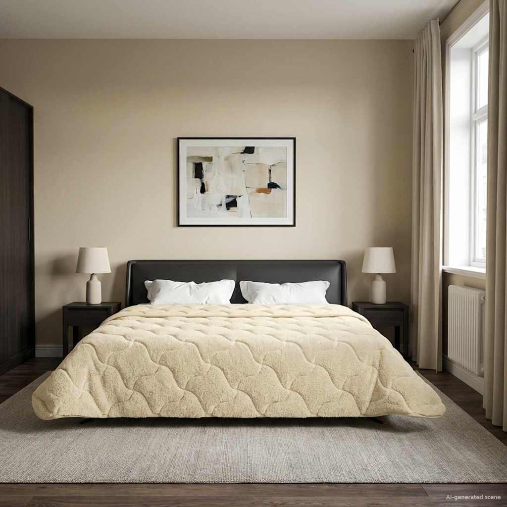 Duvet Estivo Crema 200 x 240 cm Microfibra e Fleece Teddy | homemem39