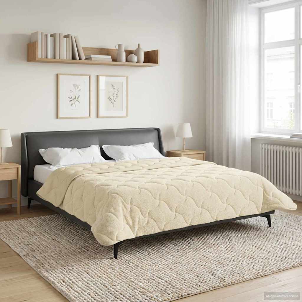 Duvet Estivo Crema 220 x 260 cm Microfibra e Fleece Teddy | homemem39