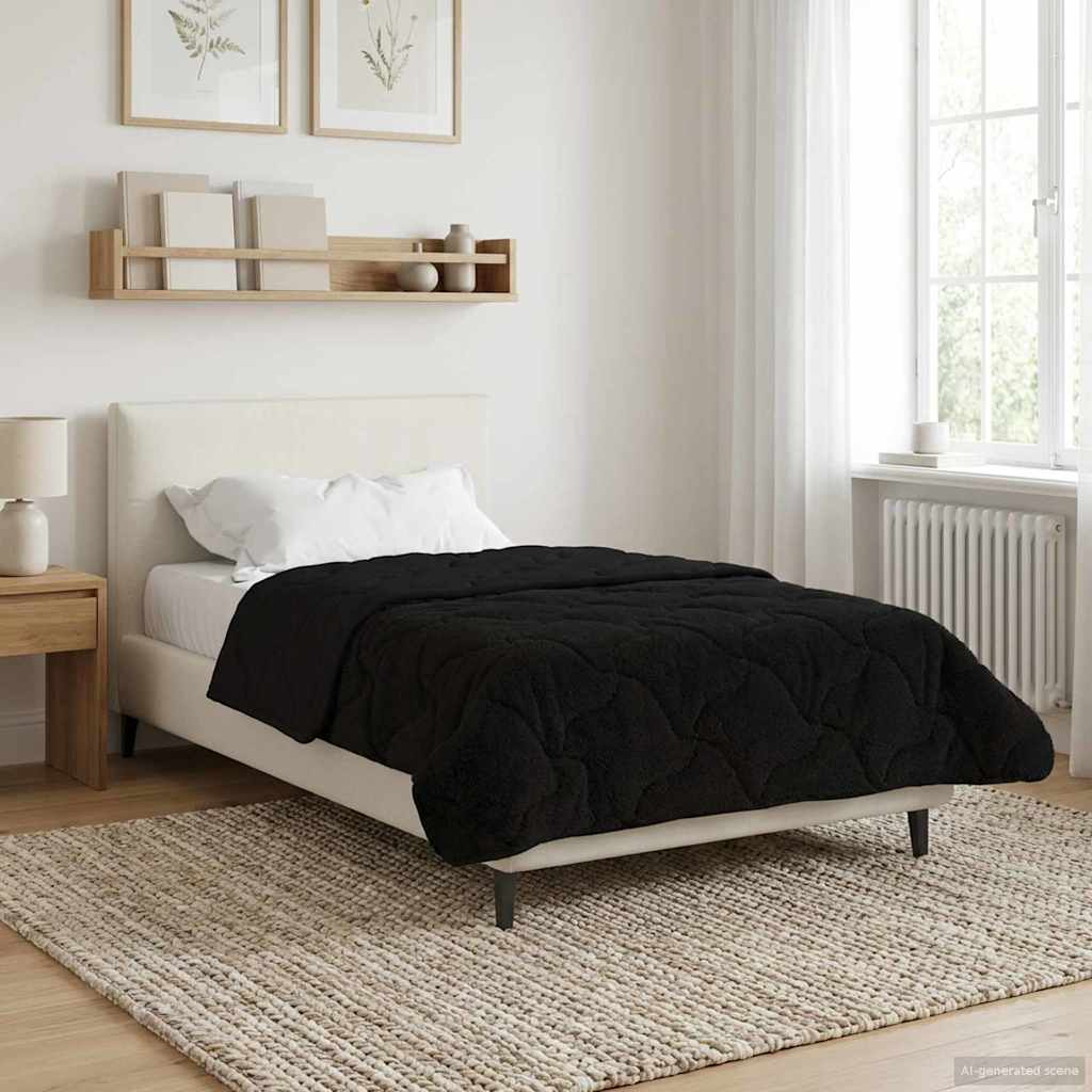 Duvet Invernale Nero 135 x 200 cm Microfibra e Fleece Teddy | homemem39