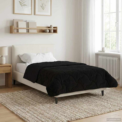 Duvet Invernale Nero 135 x 200 cm Microfibra e Fleece Teddy | homemem39